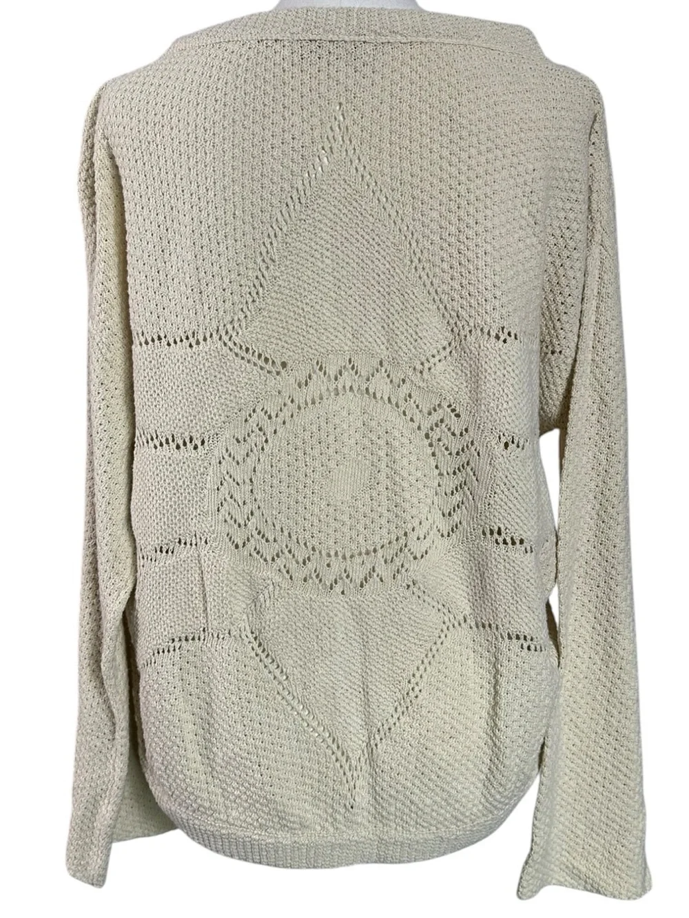 Free People Retro 70s Oversized Sunburst Crochet Pullover Sweater Sand XS NWT